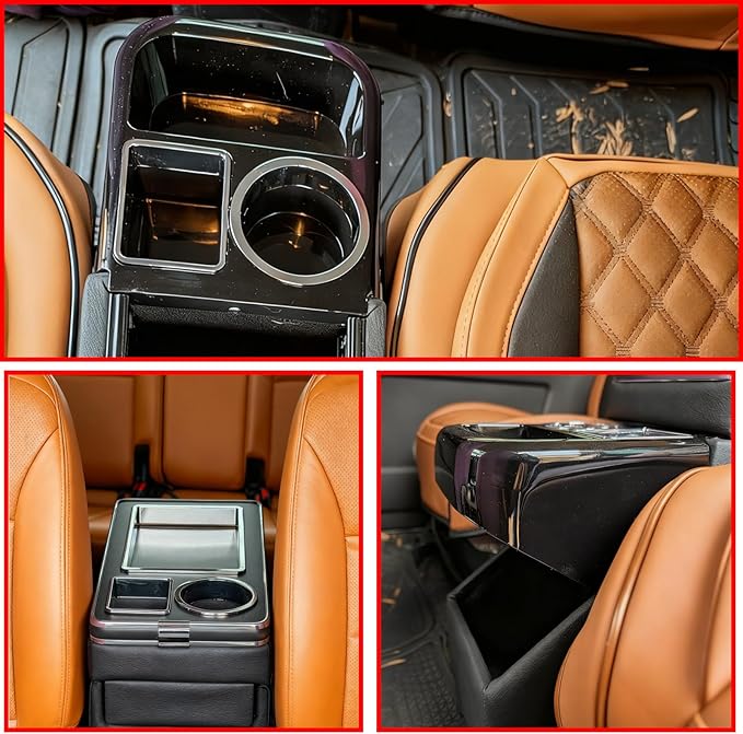 Truck Center Console Organizer Between Seat for Minivans, SUVs, Middle Van Bench Organizer for Floor Between The Back Seat Console 18 Wheelers with Sliding Lid Design