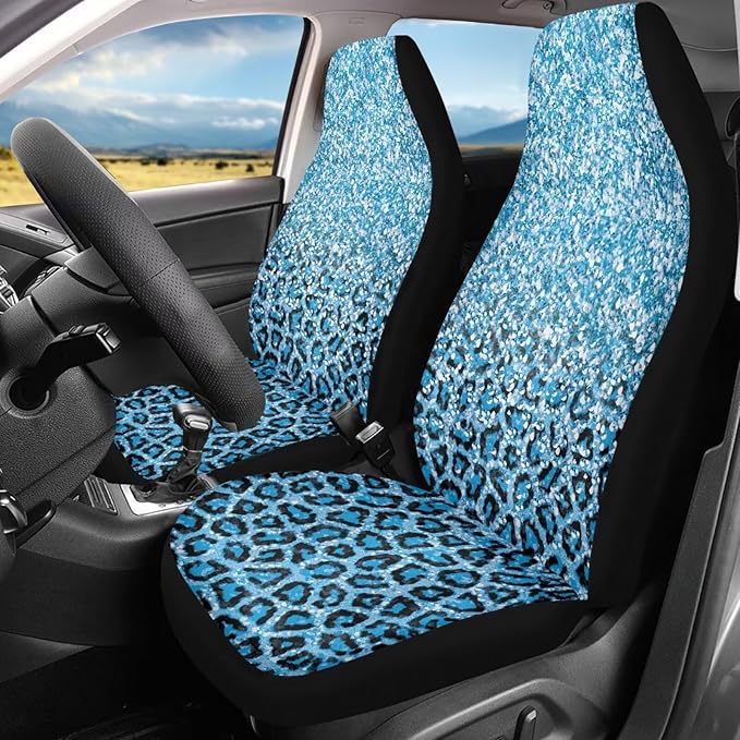 Leopard Print Universal Car Seat Covers Front Seats Only,Fit Most Cars,Sedan,Truck,SUV