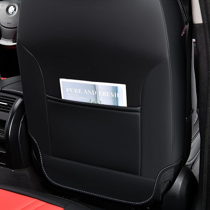 FLORICH Seat Covers for Cars, Waterproof Seat Covers, Leather Car Seat Covers 2 Pack, Universal Seat Cushion Protector for Most Cars Trucks SUV-Black&Red