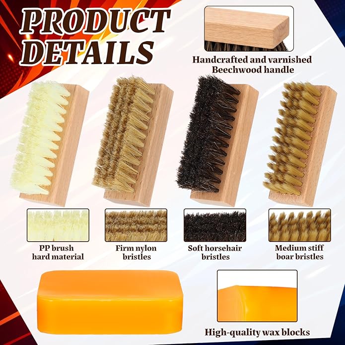 Didaey 5 Pcs Football Prep Kit for Improved Tack Leather Football Conditioning Brush and Wax Set for Youth Adult Training Leather Bowling Ball Sneaker Maintenance