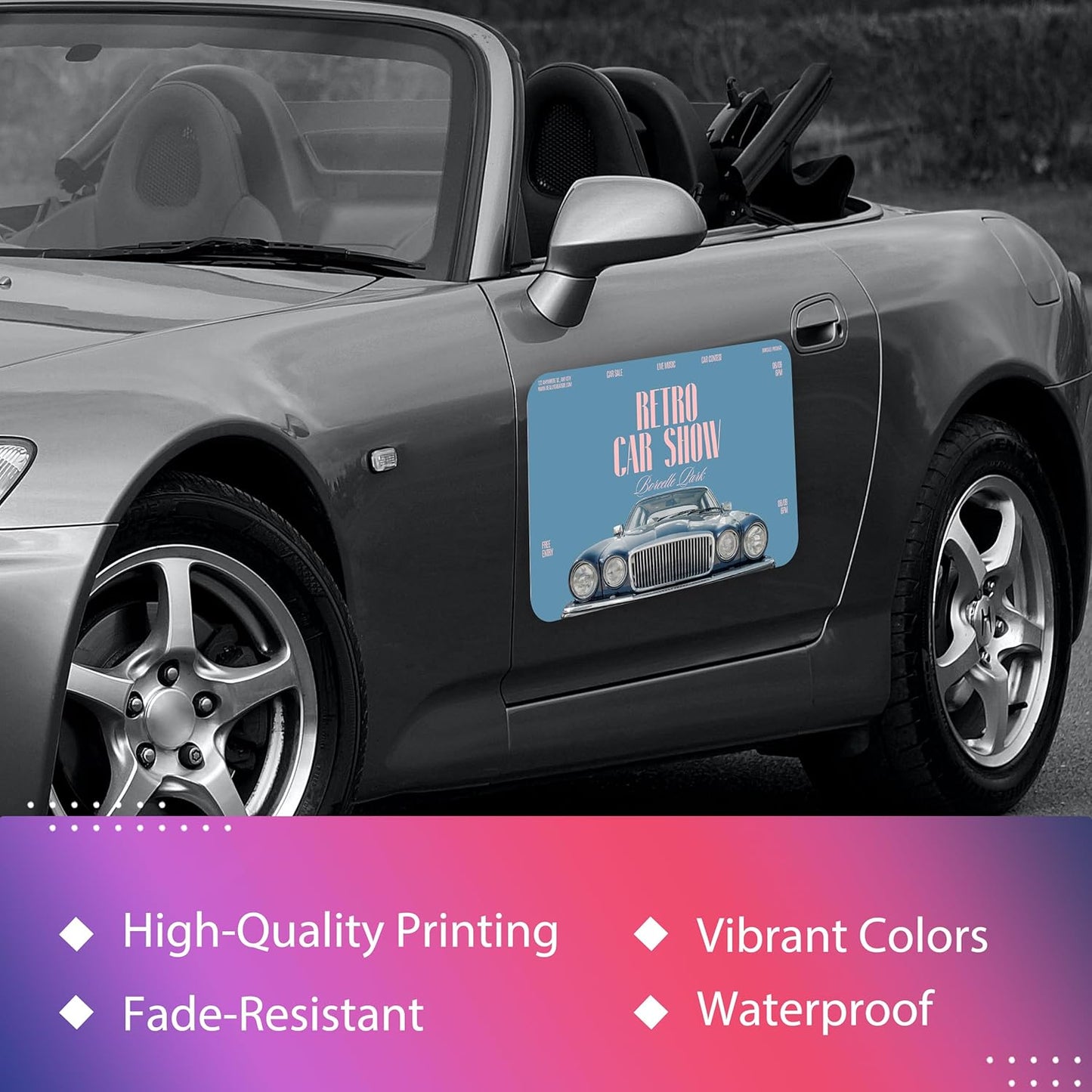 Custom Car Magnet for Business 2 Pack | Personalized Logo, Text, and Image Reflective Magnetic Signs for Vehicles | Effective Advertising Signs | Various Size | Weather-Resistant - 24x48in
