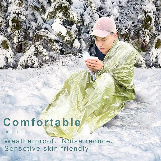 Emergency Sleeping Bag Survival Bag 3 Pack | Thermal Waterproof Mylar Bivy Sack for Adults | Portable Emergency Sleeping Bags for Survival, Extreme Cold, Camping, Hiking, and Outdoor Emergency Gear