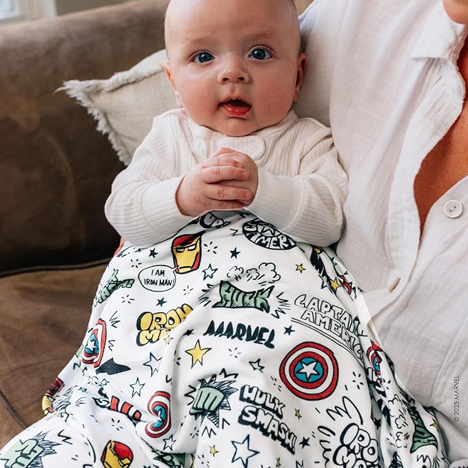 Milk Snob Marvel Infant Boy/Girl Swaddle Blanket, Soft Receiving, Security and Play, Toddler Infant Newborn Bedding, Baby Shower, Baby Registry Gift (Mighty Heroes) 34 * 34 inches