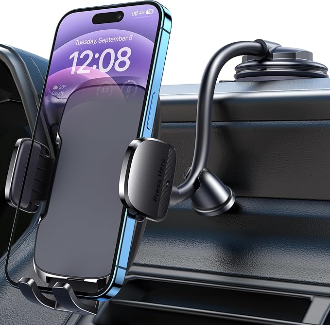 GUWEZ Phone Mount for Car Holder 6.2IN Windshield Dashboard Mounting Kits [Washable Strong Suction Cup] Cell Phone Holder Car Mounts for All iPhone Android Smartphone, Grey
