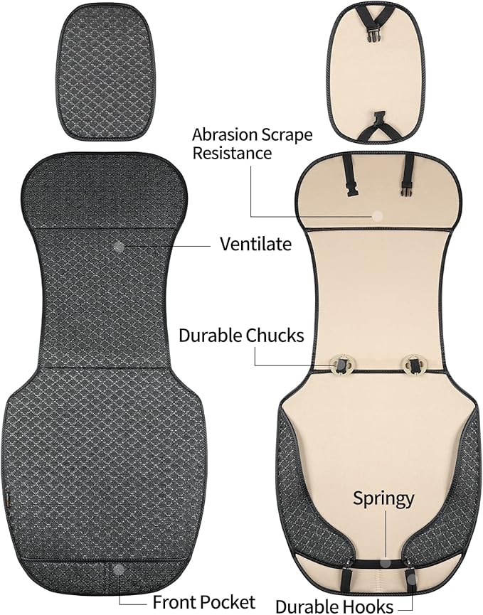 Breathable Car Seat Cover,Luxury Front Seat Cover,Durable and Non Slip,Polyester Silk Material, Universal Car Seat Cushion,Suitable for All Seasons,Airbag Compatible. (Black，2PCS)