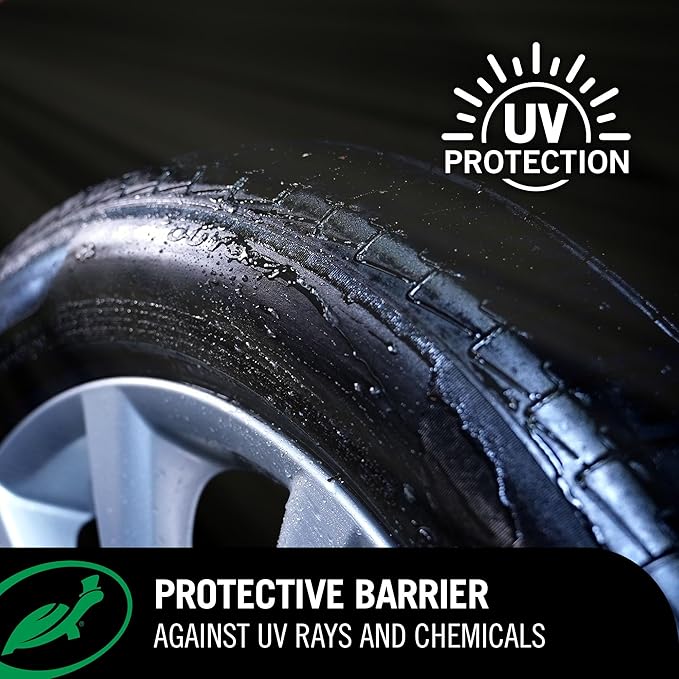Turtle Wax Hybrid Solutions Graphene Acrylic Tire Shine Spray Coating, Long-Lasting Rich Black Shine, No-Sling, Water-Resistant Tire Dressing with UV and Dirt Repellent Protection, 23oz (Pack of 3)