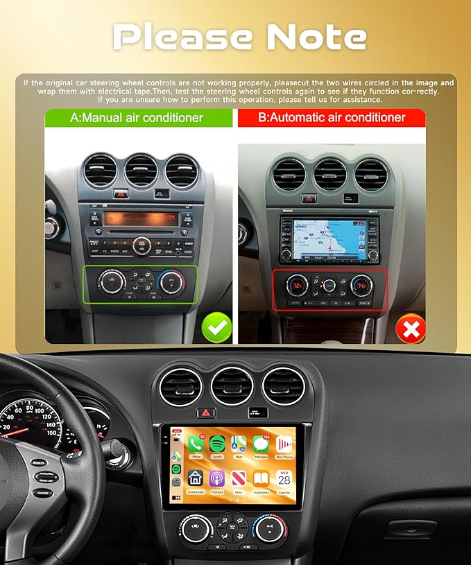 Android Car Radio for Nissan Altima 2008-2012 with Wireless CarPlay Android Auto, Orderich 4G+128G 9 Inch Touchscreen Car Stereo Mirror Link GPS Navigation WiFi Bluetooth FM RDS EQ SWC Backup Camera