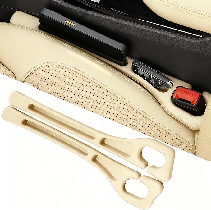 YLXGT Car Seat Gap Filler Organizer Universal for Car SUV Truck Accessories Seat Gap Plug Blocker with Storage Slot Beige 2 Pack