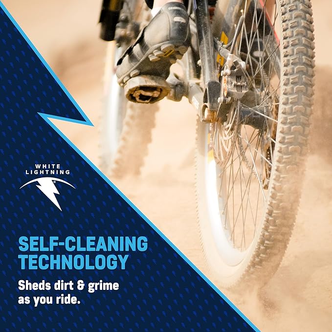 White Lightning Clean Ride Self-Cleaning Wax Bicycle Chain Lubricant – 100% Oil-Free, Reduces Dirt & Grime, Extends Chain Life, Smooth Performance, 32 oz