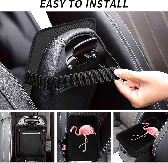 Car Armrest Cover Flamingo Auto Center Console Pad Armrest Seat Handrail Box Cover Cushion Universal Decoration Protector Accessories