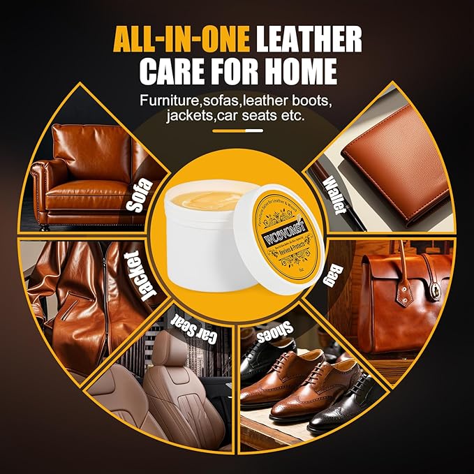 Leather & Furniture Repair Salve - Restorer, Conditioner & Polish for Couch, Car Seat, Bag, Boot | Prevents Cracking, Fading & Water Stains | UV Protectant for Leather, Wood, Vinyl - 8oz
