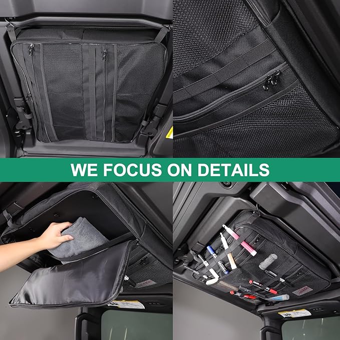 Roof Organizer Bag Storage for Hummer EV Accessories Sunroof Rooftop Panel Waterproof Foldable Heavy Duty Hardtop Cargo Carrier Bag Overhead for Hummer EV SUV Pickup 2022-2025 2026 (Front Roof-Left)