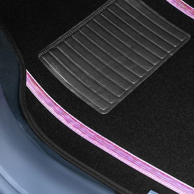 FH Group Universal Fit Car Floor Mats – All-Purpose Carpet Floor Mats & Protectors for Cars, SUVs & Trucks, Durable Automotive Carpet Mats, Pink & Black
