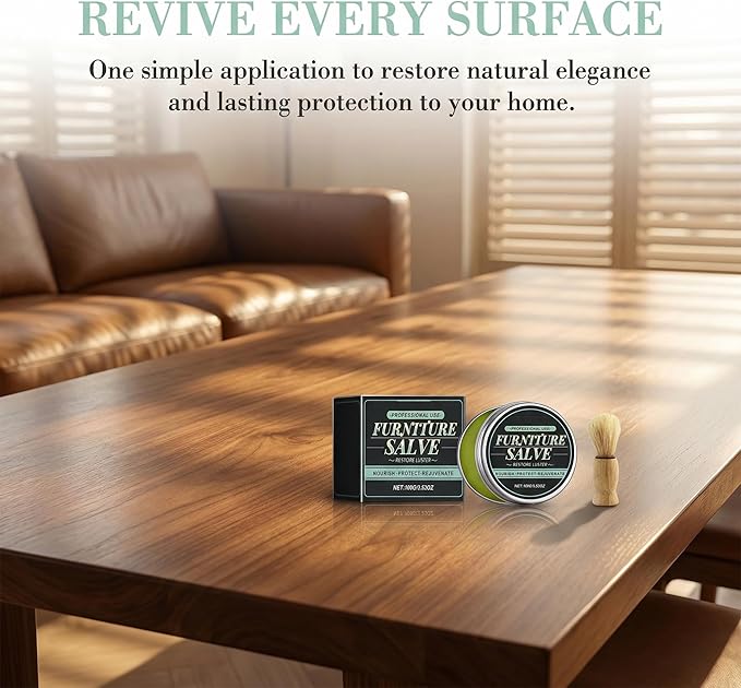 Furniture Salve with Brush, Furniture Repair Salve & Brush Set - Furniture Polisher Cleaner and Conditioner 4OZ for Leather Couch, Furniture, Home, Sofa, Car Seats