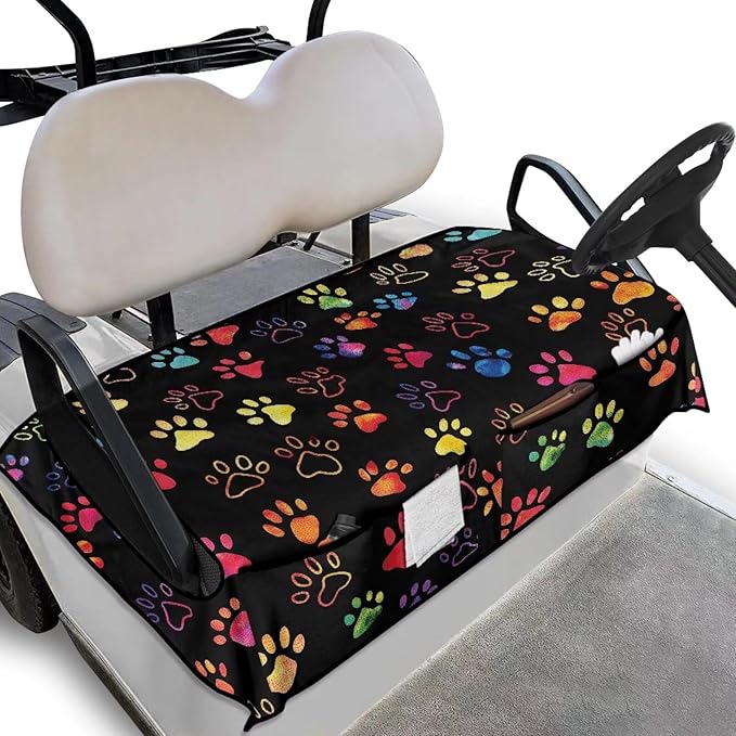 Biyejit Golf Cart Seat Covers with 4 Pockets Golf Cart Seat Towel Blanket Fits 2-Seat Golf Carts, Golf Cart Accessories