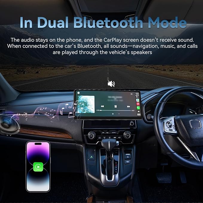 MINIX [2026 Fully Laminated Screen] 60fps Portable Wireless Carplay Car Stereo 8.9 Inch 1920 * 720 HD Touchscreen for Carplay&Android Auto Car Stereo Receiver Supports Steering Wheel Controls