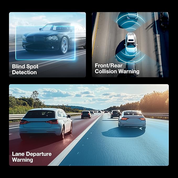 Type S T400 AI-Powered Driver Assistance 4K Dash Cam with ADAS, Collision Warnings, Lane and Pedestrian Detection, Vehicle Departure Reminders, Front Rear Smart Incident Video Surveillance, SD Card