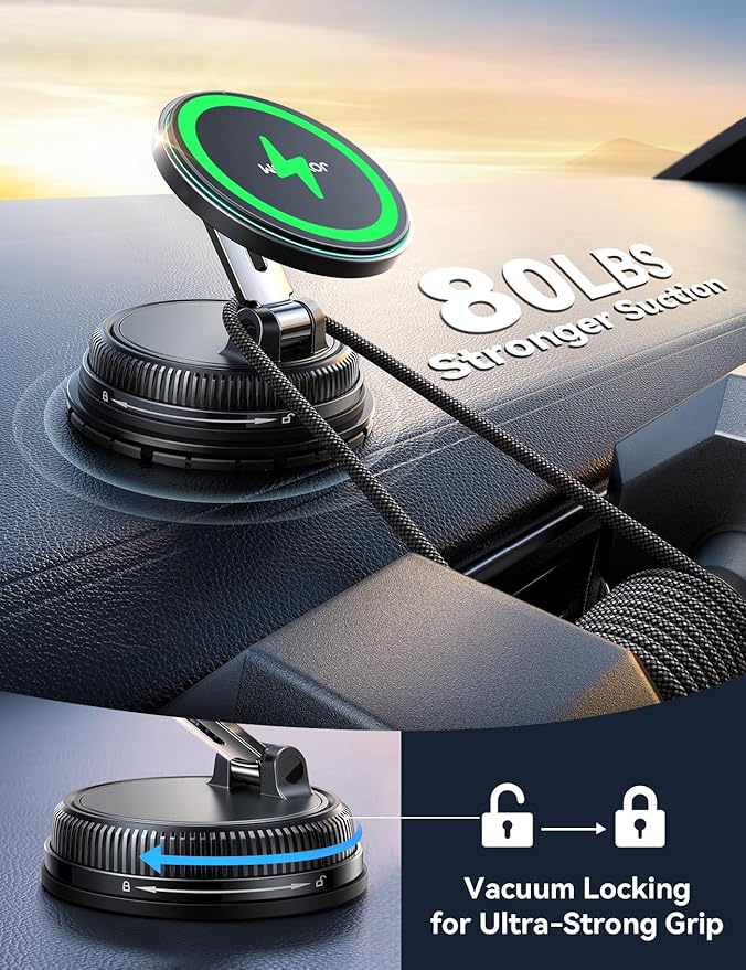 JOYROOM 15W Magsafe Car Mount Charger, iPhone Faster Charging Wireless Car Charger, 80+LBS Strong Suction Magnetic Phone Holder for Car, Stable Metal Support Arm for iPhone 17 Pro Max 16 15 14 13