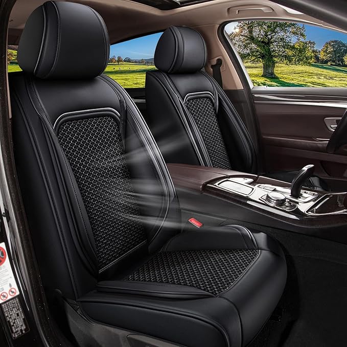 Full Set Car Seat Covers for Lexus NX 300/200t 2007-2025 2026: Breathable Cooling Ice Silk Leather Seat Covers: Vehicle Seat Protector Auto Accessories Interior Trim (Black)