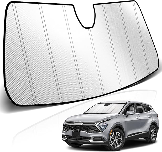 KUST Windshield Sun Shade for Kia Sportage NQ5 2023-2025 2026 Foldable Thicken Window Sunshade UV Protection Keep Cool Sunshield Easy Install Sun Visor Accessories Aluminum Film