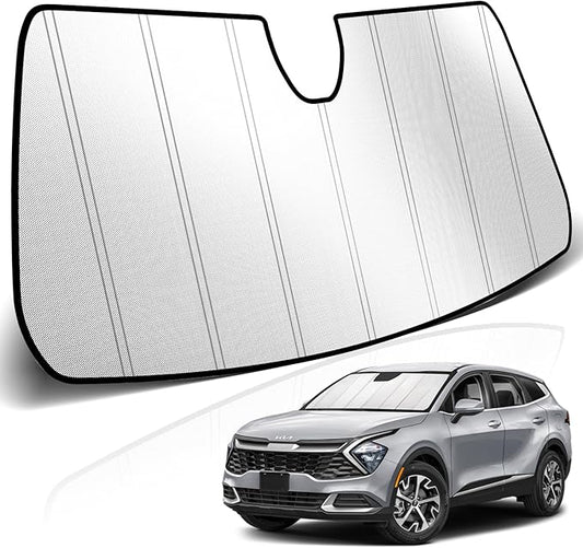 KUST Windshield Sun Shade for Kia Sportage NQ5 2023-2025 2026 Foldable Thicken Window Sunshade UV Protection Keep Cool Sunshield Easy Install Sun Visor Accessories Aluminum Film
