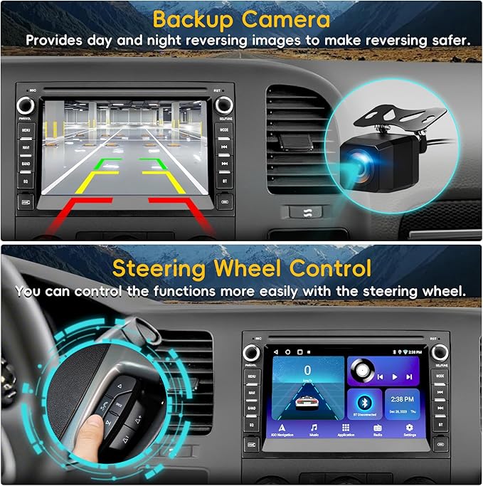 Car Radio Stereo for Chevy Silverado 2007-2014 Tahoe GMC Sierra Yukon,2+64G Android 13 Touch Screen Head Unit with CarPlay Android Auto Bluetooth GPS Navigation Backup Camera