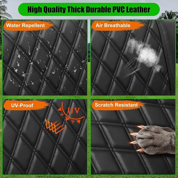 Club Car Precedent Seat Covers, Golf Cart Seat Covers for Precedent OEM Ordinary Seat-Thick Premium Marine Leather Custom Diamond Comfortable/Anti-Scratch/Anti-Fading/Easy to Install