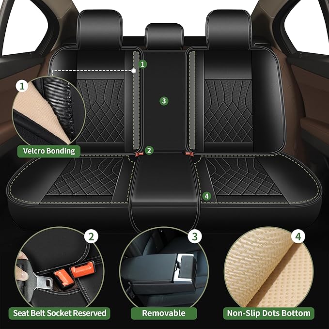 Bling Diamond Embroidered Seat Covers for Subaru Impreza 2012-2025 2026, Full Set 5 Seats, Sparkle Rhinestone Breathable Perforated Faux Leather Car Seat Covers for Women (Black)