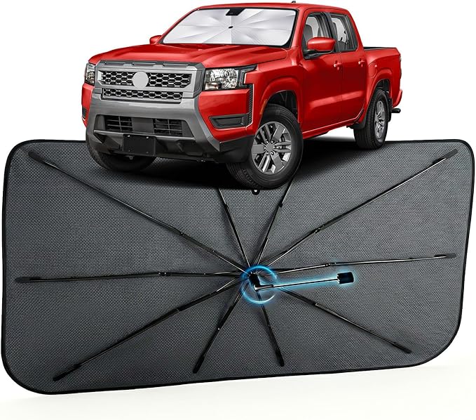 Car Windshield Sun Shade for Nissan Frontier 2022-2026 –[Reflective Coated Fabric] Sunshade Umbrella for Front Window, Car Shades Sun Visor Keep Car Cool and Protects Interior, 1:1 Exact Fit