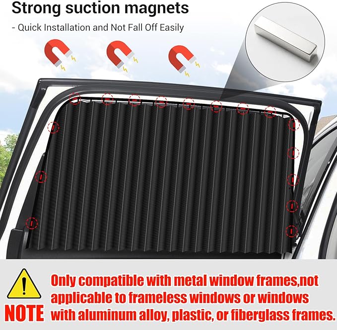 ZATOOTO Car Window Shades for Side Window 4 Pack Magnetic Car Curtains for Privacy Car Window Covers Blackout Blinds Upgrade to a Classy Ride for Camping Sleeping