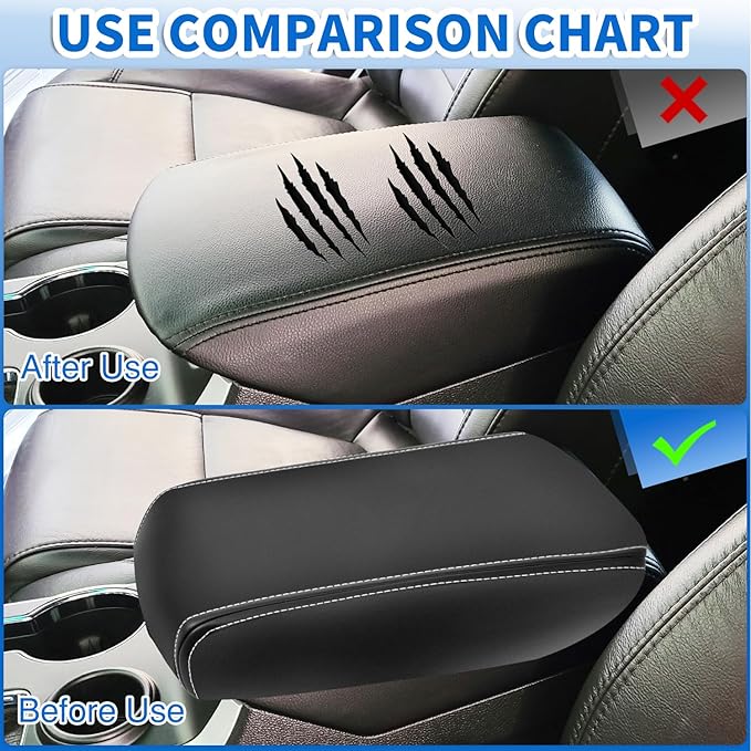 Nilight Center Console Cover Compatible with 2011-2019 Ford Explorer PVC Leather Armrest Cover for Car Middle Center Console Cushion Pad Waterproof Console Covers Car Armrest Box Cover Black