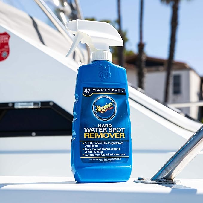 Meguiar's M4716 Marine/RV Hard Water Spot Remover - Effective Marine Hard Water Spot Remover for Boats, RVs, Removes Mineral Deposits, Ideal Boat Water Spot Remover for Marine Enthusiasts