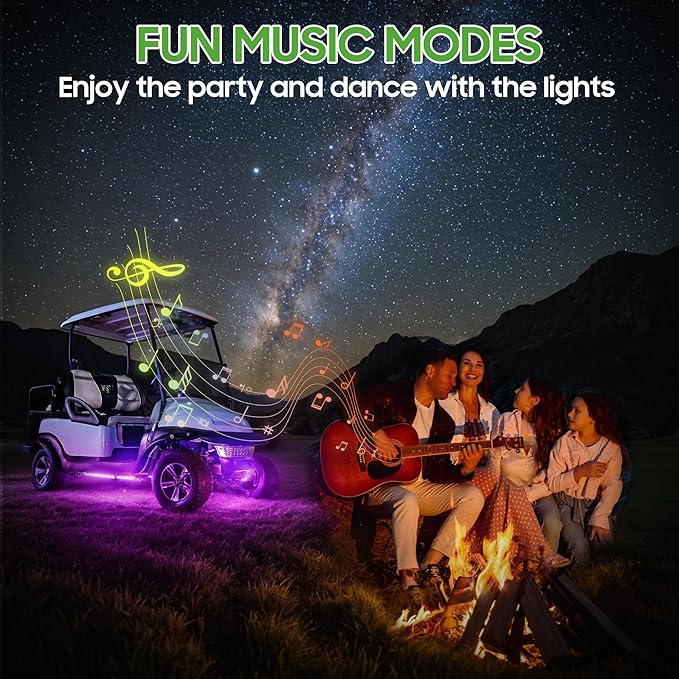 10L0L 2PCS Golf Cart Underbody Light Kit, Underglow LED Light Strip, 22 Modes RGB Music Sync, 12-66V Wide Voltage, IP67 Waterproof for EZGO, Club Car, Yamaha