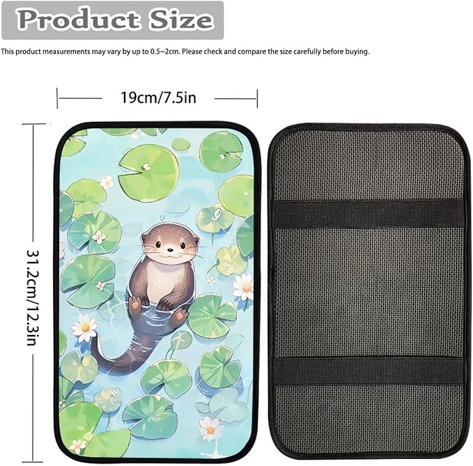 Water Sloth Auto Armrest Seat Box Cover Dust-Proof Car Center Console Armrest Cushion Cover Pad Protector Decorative Cute Sloth Car Accessories for Most Vehicle SUV
