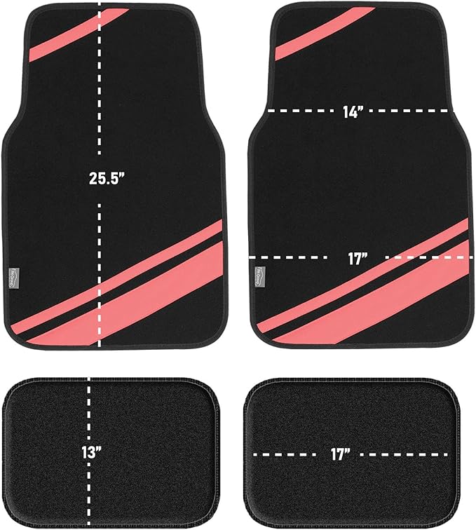 FH Group Car Floor Mats - Carpet Floor Mats for Cars, Universal Fit Automotive Floor Mats, All Purpose Car Floor Mats, Carpet Protector Mat for Most Sedan, SUV, Truck Floor Mats Pink