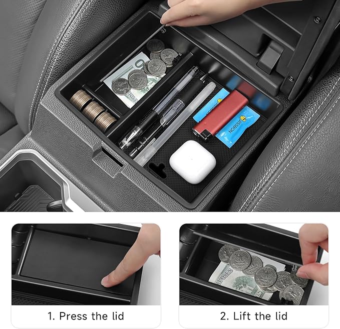 YOJOJOCO 2PCS Center Console Organizer Compatible with Toyota 2026 2025 2024 Tacoma Accessories ABS Plastic Material Hidden Storage Box Dividers Organizer