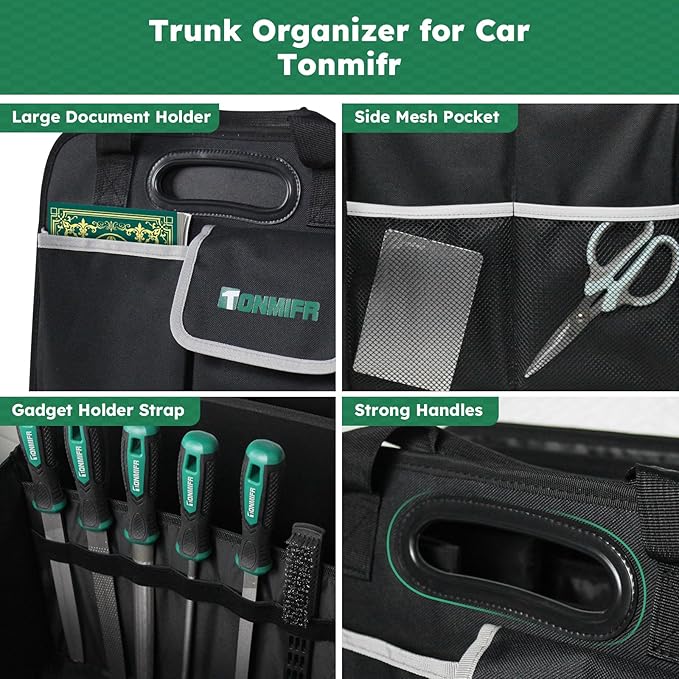 112L Large Capacity Car Trunk Organizer with 20L Insulated Fresh-Keeping Bag, Heavy-Duty 600D Waterproof Oxford Collapsible Storage for SUV, Sedan, Truck, 2 Securing Hooks & Reflective Strips