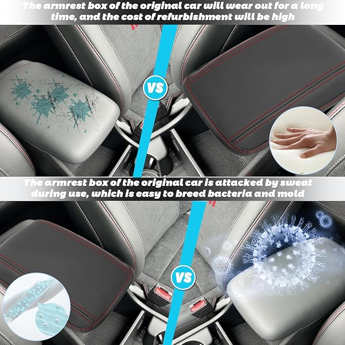 SHAOHAO for 2025 2026 Hyundai Kona Center Console Cover Fit for 2024 2025 2026 Hyundai Kona Accessories (SE, SEL, N Line, Limited Armrest Cover 2025 2026 Kona SX2 Arm Rest Cushion Soft Pad Protector