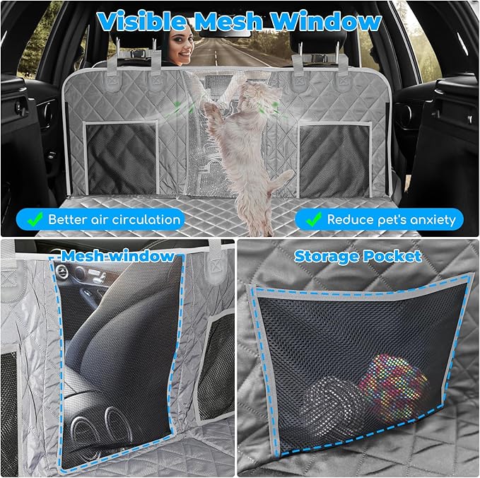 URPOWER 2026 Upgraded Back Seat Extender for Dogs - Large Hard Bottom Dog Car Seat Cover Holds 550lbs, Waterproof Dog Hammock Pet Bed with High-Density Foam Non-Slip Backseat Protector