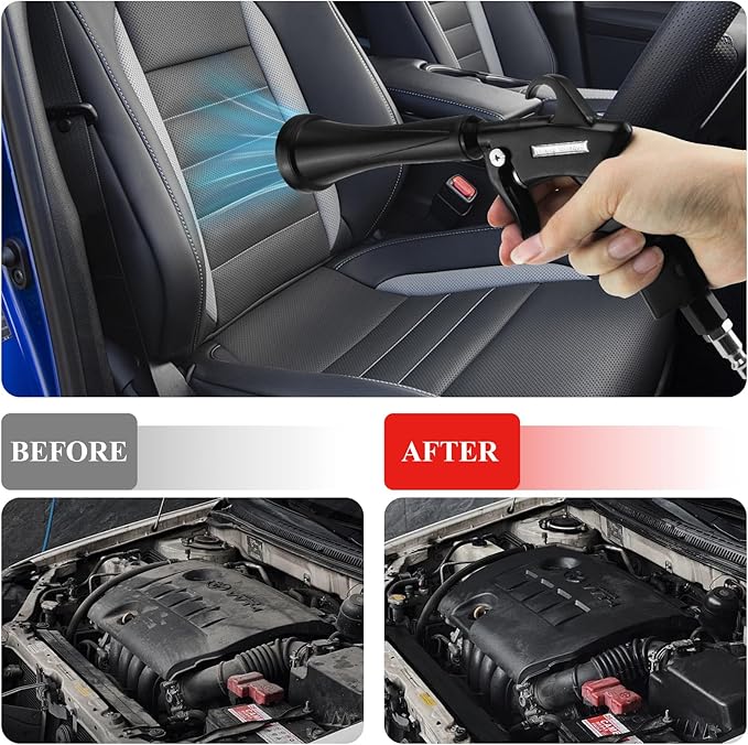 HANDY Tornado Car Cleaning Gun with Rubber Guard and Brass Adjustable Air Flow Nozzle Air Gun for Compressor Pneumatic Tool for Dust Cleaning Car Detailing