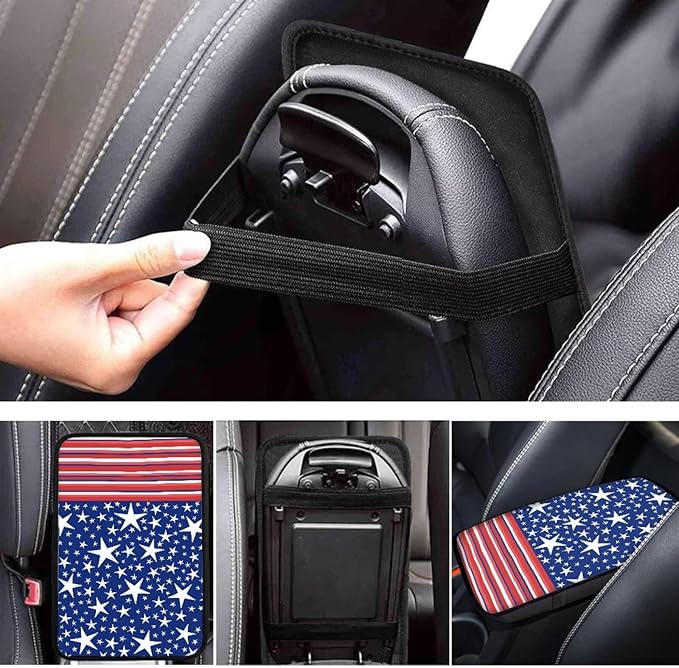 Auto Center Console Cover,American Flag Car Armrest Box Pad, Soft Auto Armrest Seat Box Cover Protector for Most Vehicle SUV Truck Car