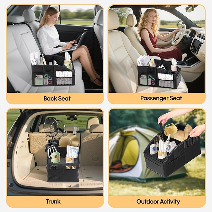 WHHMK Car Storage,Car Backseat Organizers,Support Up to 33 LB of Weight Front Seat Organizer, Floor Organizer for SUV Truck(Carbon fiber texture black)