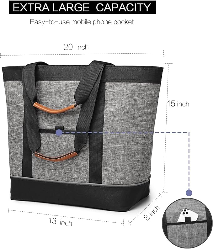 Insulated Cooler Bag Reusable Grocery Tote Bags Transport Large Lunch Box for Women