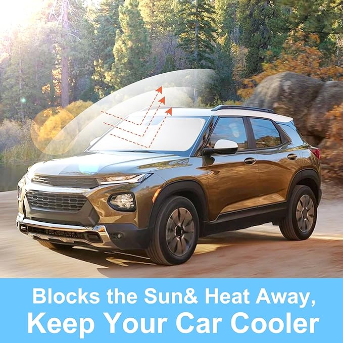 Windshield Sun Shade Custom Fit for 2021 2022 2023 2024 2025 2026 Chevrolet/Chevy Trailblazer Accessories Foldable Sunshade Sun Blocker Protect Car from Sun Rays & Heat Damage Keep Car Cooler