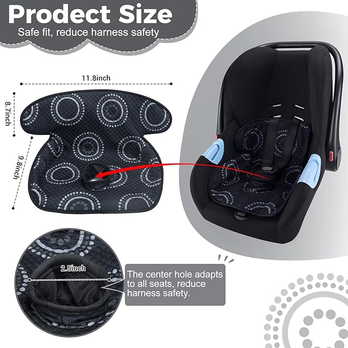Piddle Pad, Car Seat Potty Training Protector, Baby Waterproof Car Seat Cover with Anti-Slip Backing, Machine Washable Liner for Toddler Carseat, Stroller (Black)
