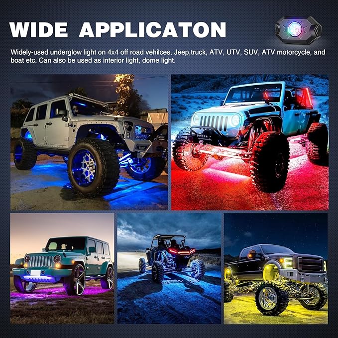 Nilight RGB LED Rock Lights Kit 8 PCS Underglow Multicolor Neon Light Pod with Magnetic Base Bluetooth App Control Flashing Music Mode IP68 Wheel Well Light for Truck ATV UTV RZR SUV