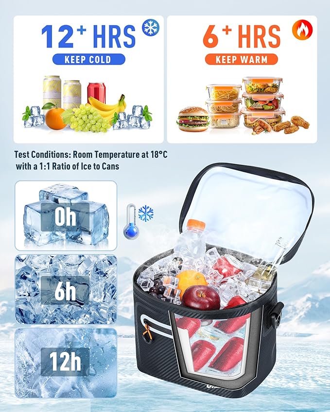 Soft-Sided Cooler Bag, 7/16/30 Can Insulated Lunch Box, Waterproof, Leak-Proof, Portable Lunch Bag for Work, Beach, Drink, Travel, Camping, Picnic