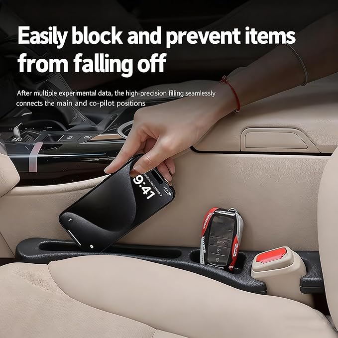 Car Seat Gap Filler Set of 2, Multifunctional Seat Side Gap Seam Filler Organizer with Phone Holder, Universal Fit Fill The Gap Between Seat & Console for Car, SUV, Truck