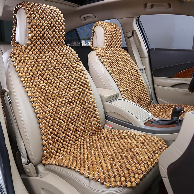 Natural Olive Large Bead 18mm Beaded seat Covers for Cars Cooled Beaded car seat Covers Durable Wooden Beaded seat Cover Truck Mat Four Seasons Universal 1-PC (Olive Green)