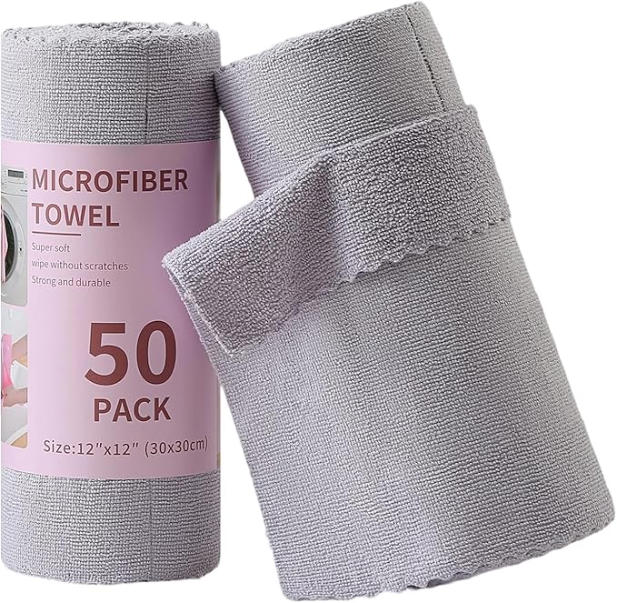 Jessy Home 2 Roll Reusable Paper Towels,100 Sheets Tear Away Microfiber Cleaning Cloth, Lint Free Cleaning Rags for Kitchen, Dishcloth,Household Cleaning Supplies